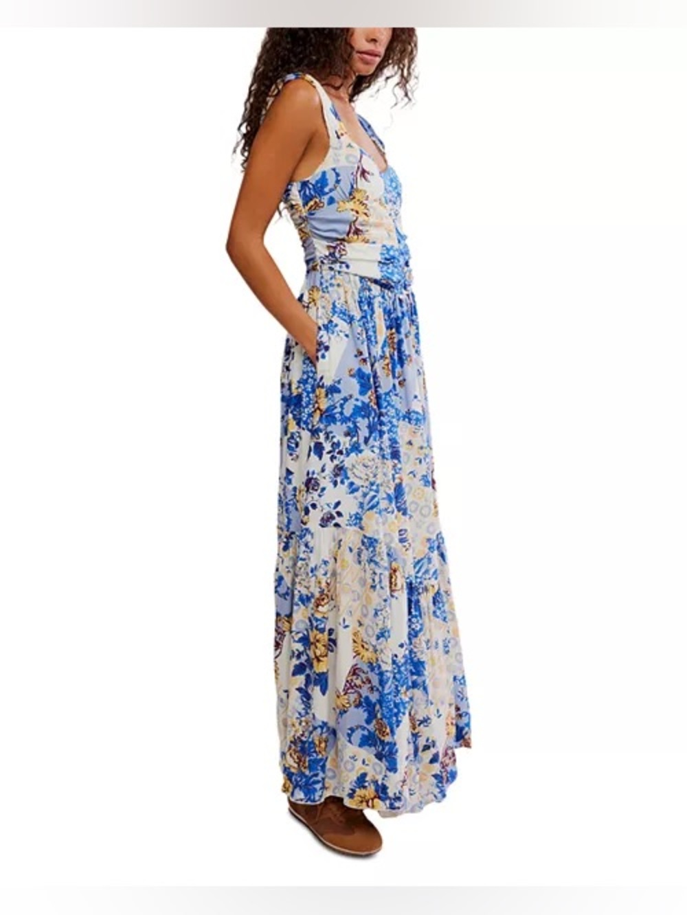 Free People Sasha Floral Mesh Floral Patchwork Maxi Dress Size XLarge DL2 - Picture 5 of 16